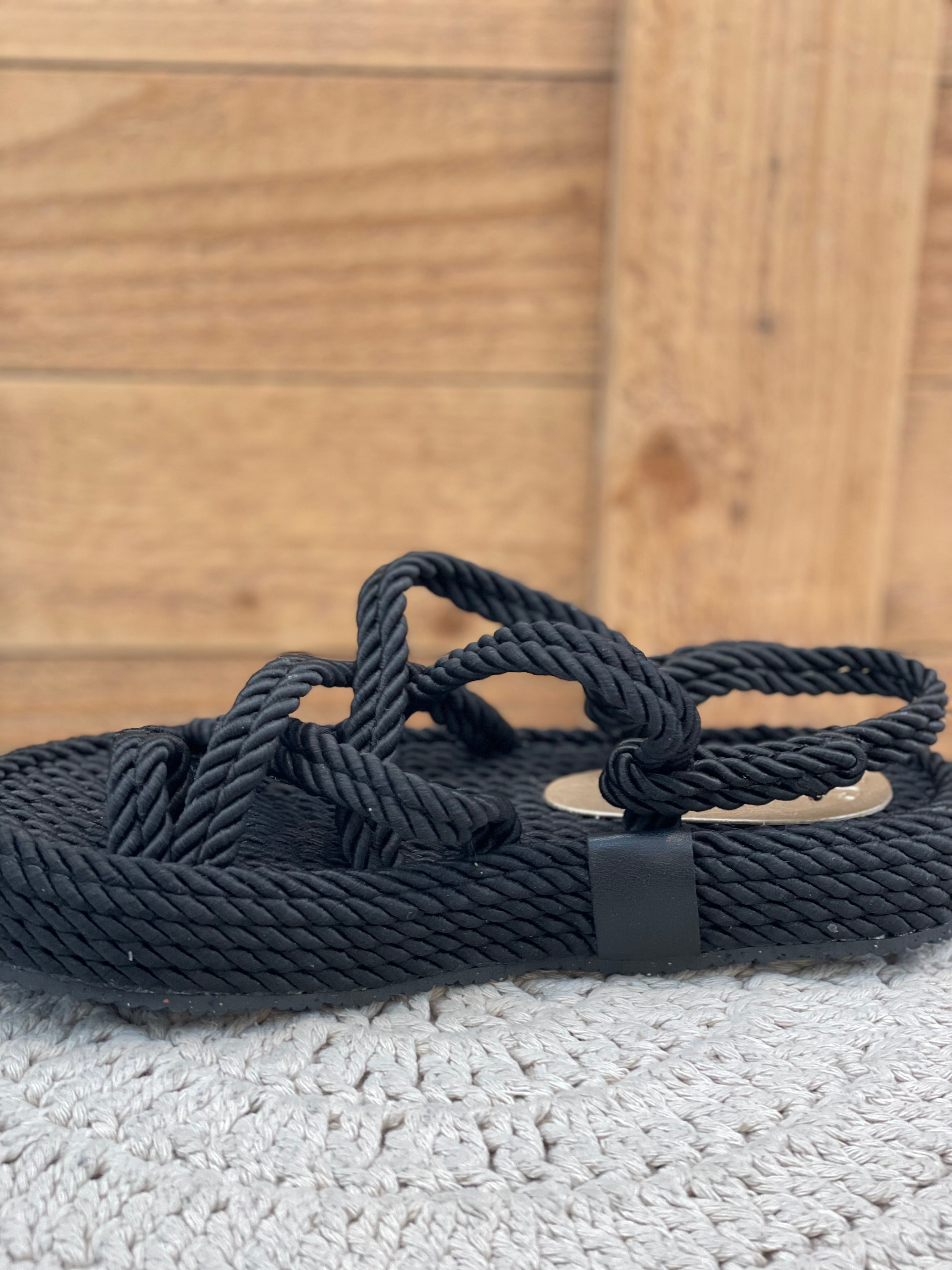 Sandales cordes ÉVASION Noires