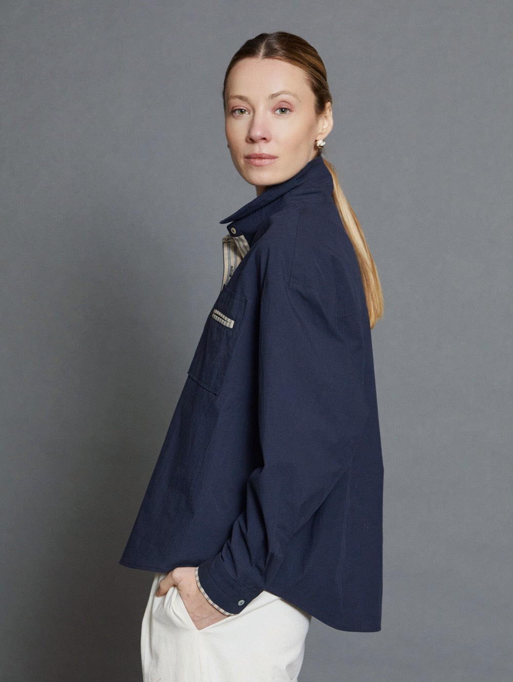 Chemise popin marine