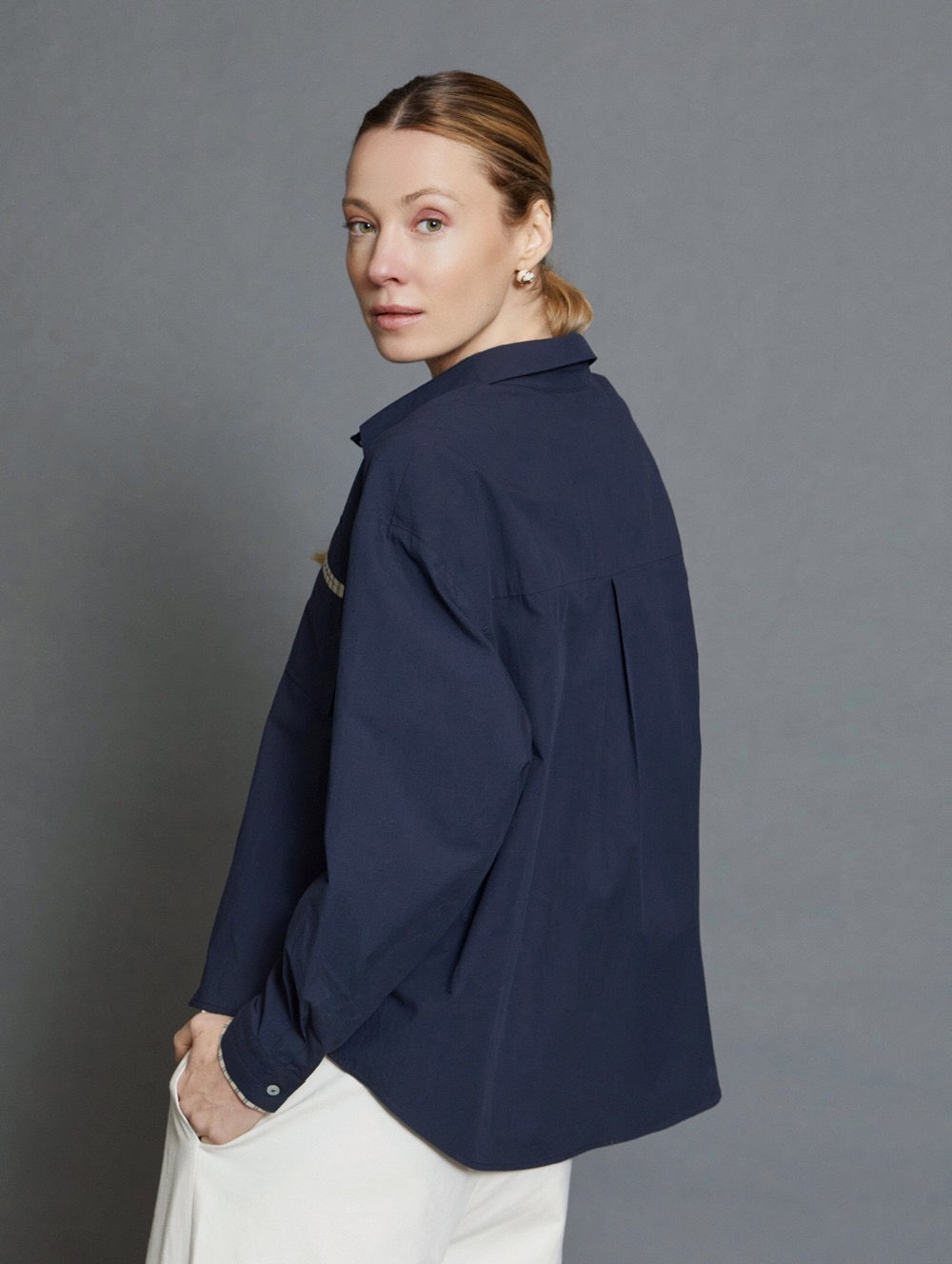 Chemise popin marine