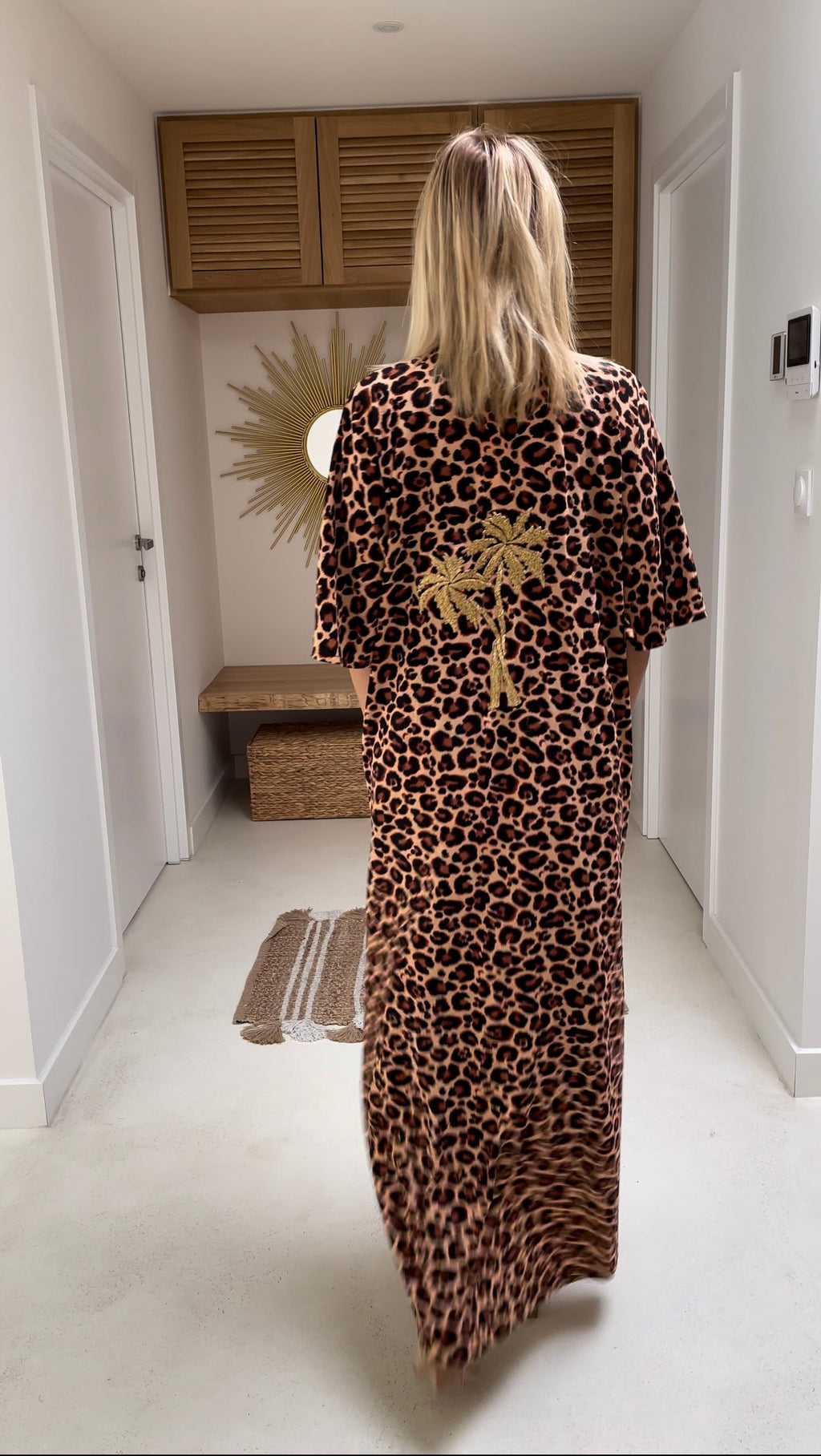 Robe Romane léopard palmiers brodés