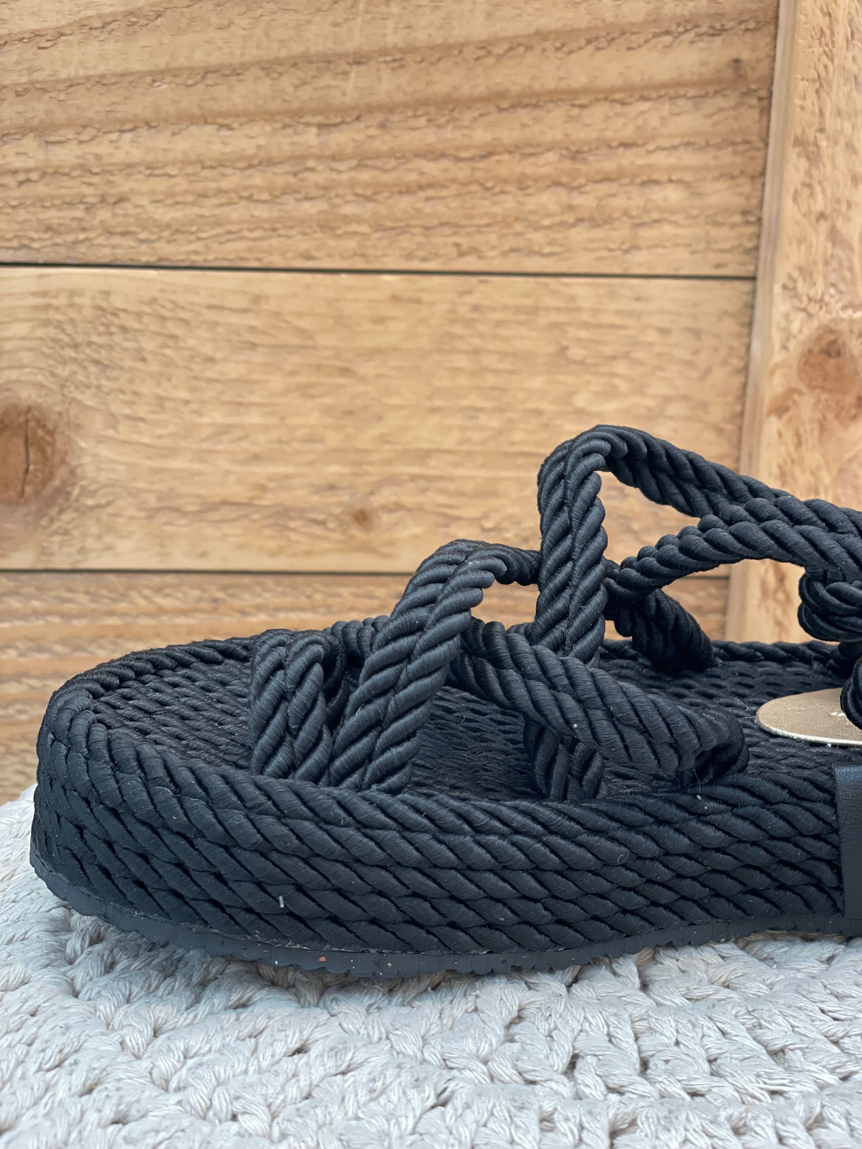 Sandales cordes ÉVASION Noires