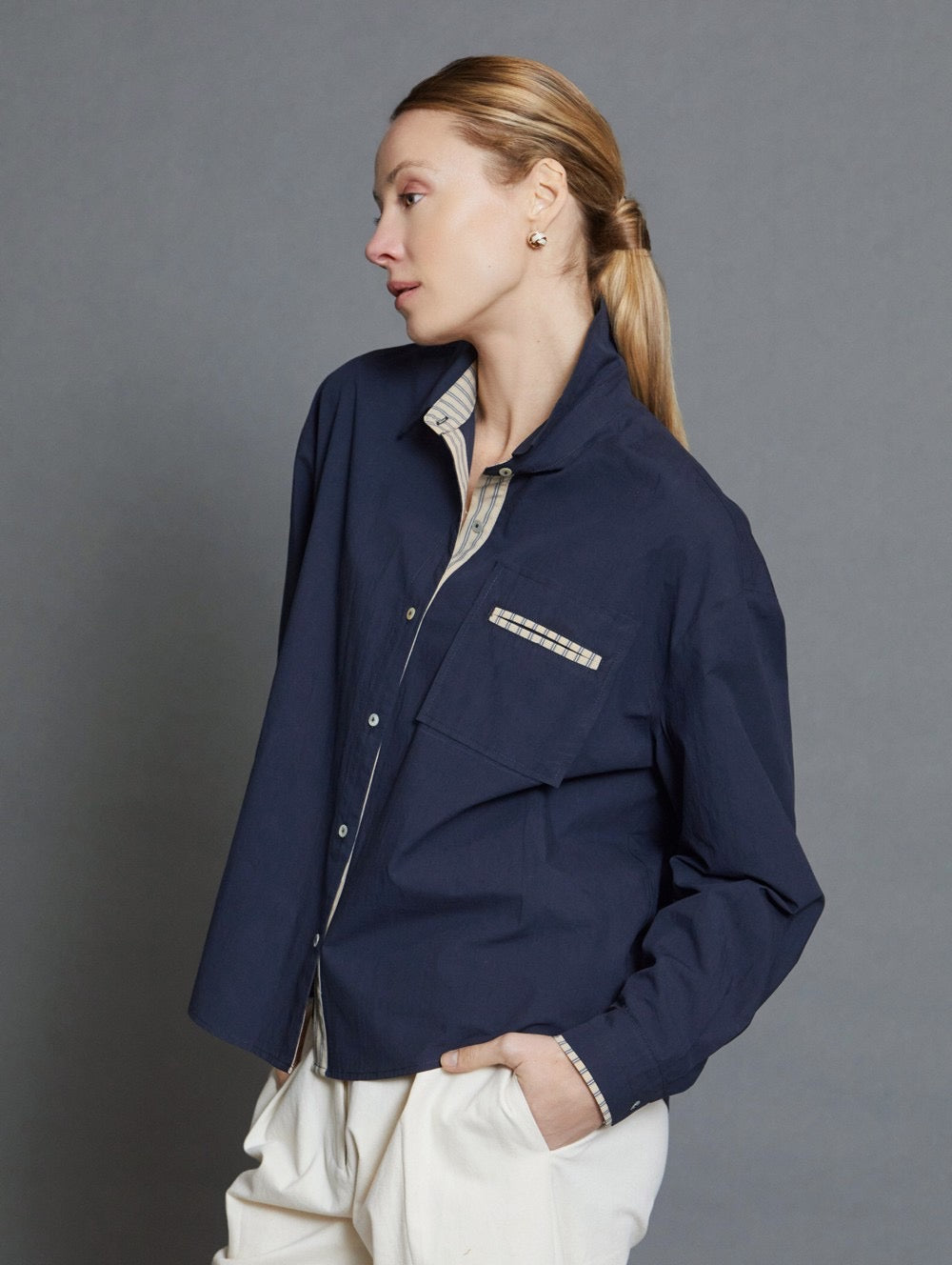 Chemise popin marine