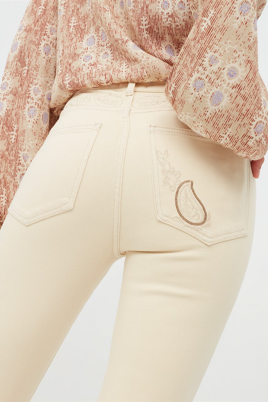 JEAN ECRU PAISLEY AVEC FENTES