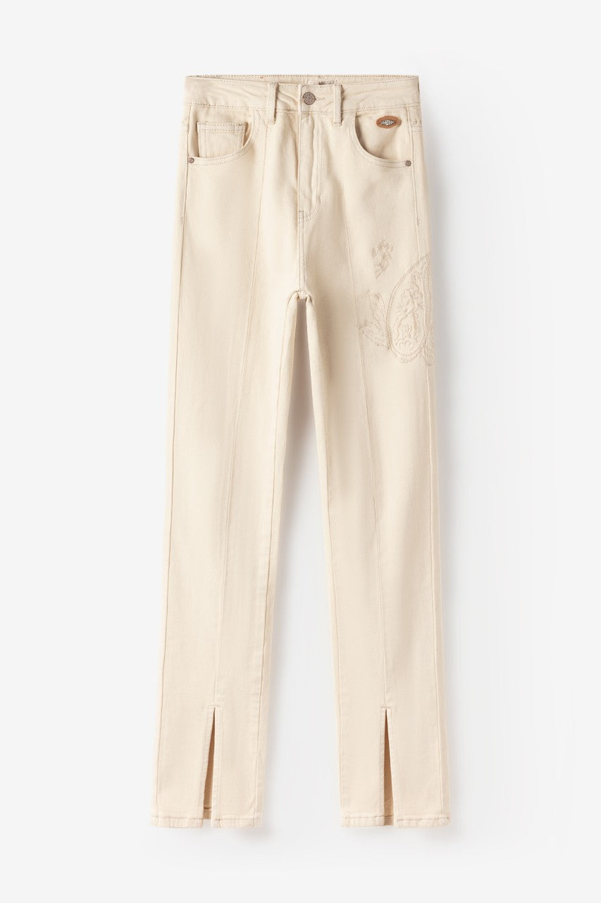 JEAN ECRU PAISLEY AVEC FENTES
